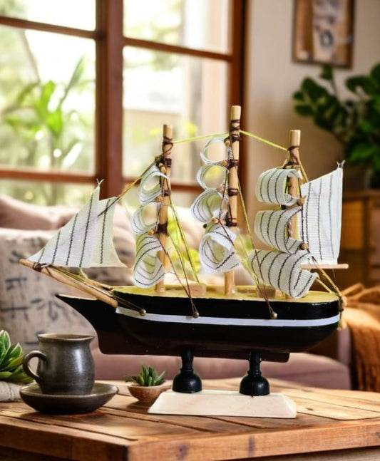 Handcrafted Wooden Ship Showpiece