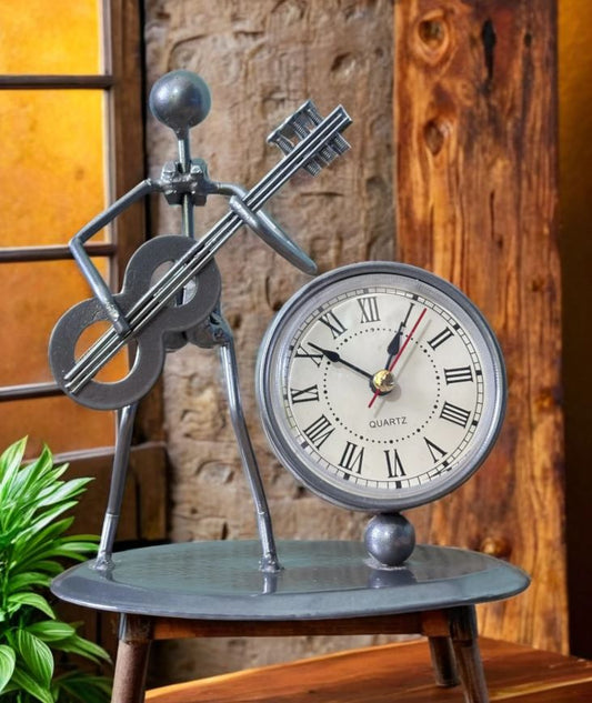 Tabletop Metal Watch with Human Figurine
